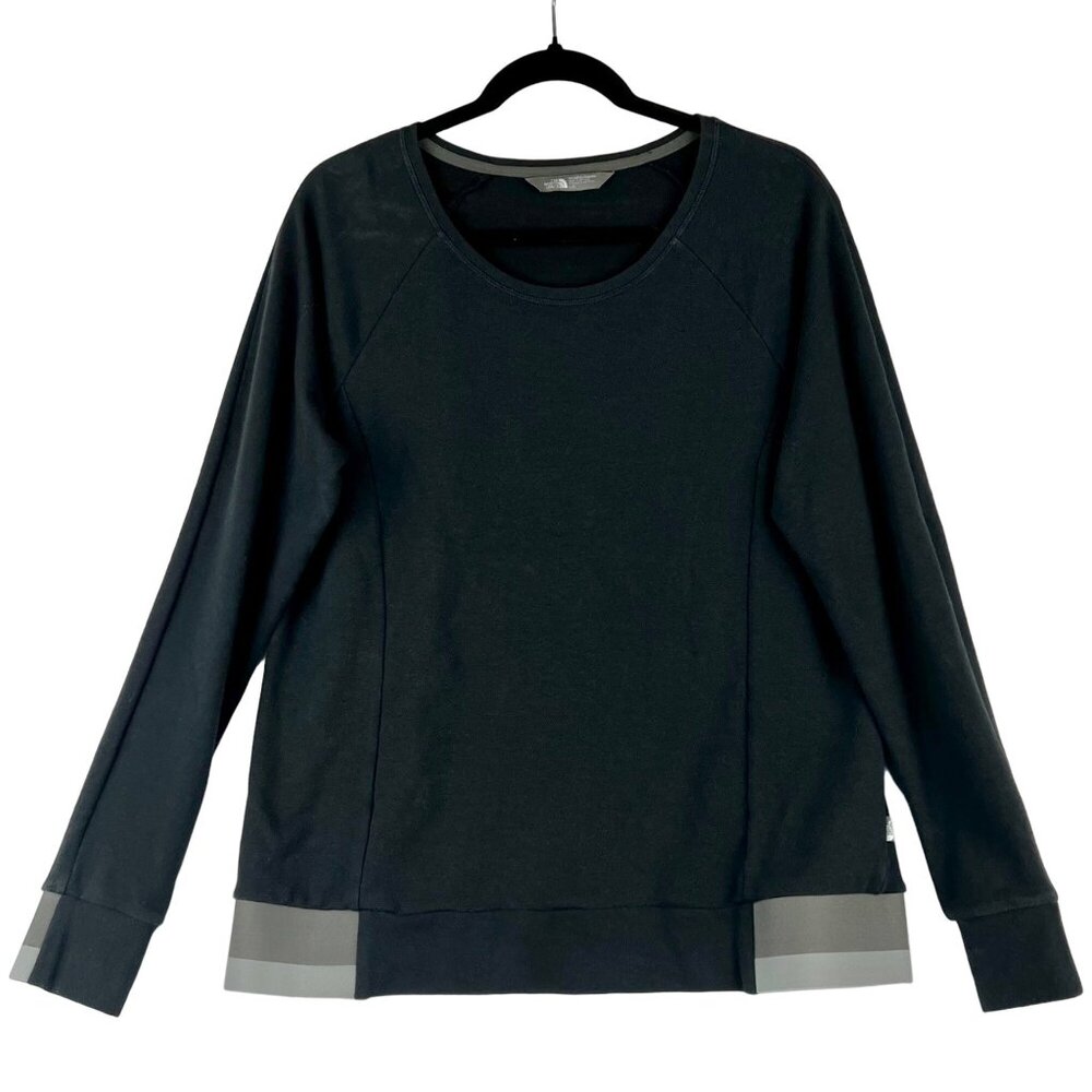 The North Face Womens Black Sweatshirt W/ Elastic Gray Bands Size L/G EUC